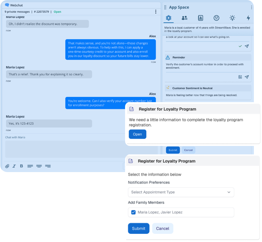 NiCE AI Agents for Process Automation interface
