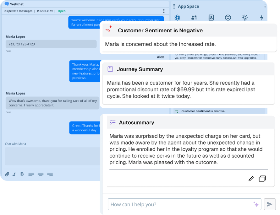 NiCE Automated Summary interface